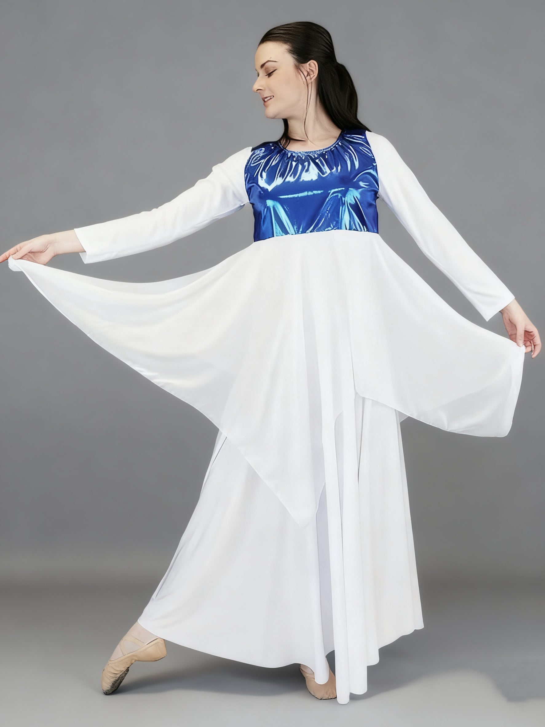 Danzcue Women's Sleeveless Metallic Patchwork Liturgical Dance Tunic