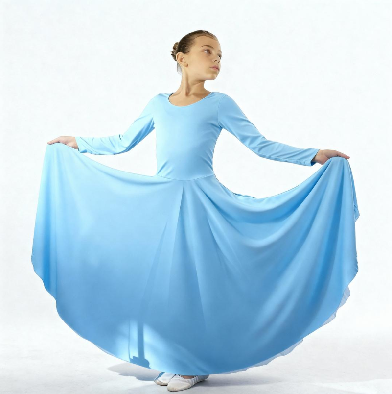 Child Solid Long Dance Dress