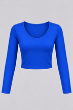 Women's Long-Sleeve Scoop Neck Cheerleading Crop Top