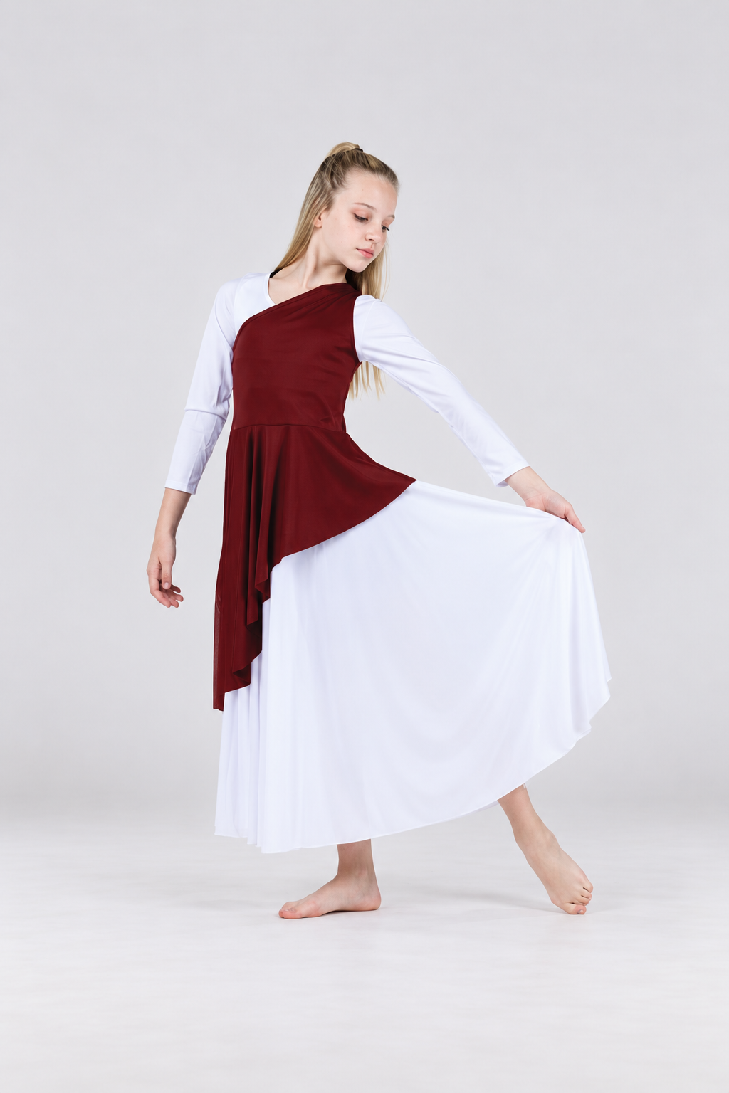 Girls' One-Shoulder Asymmetrical Praise Dance Tunic