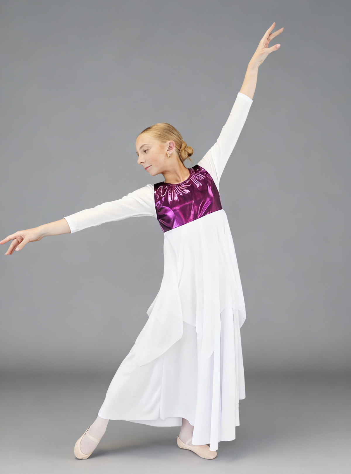 Child Metallic Chest Chiffon Overlay Dance Tunic (dress not included)