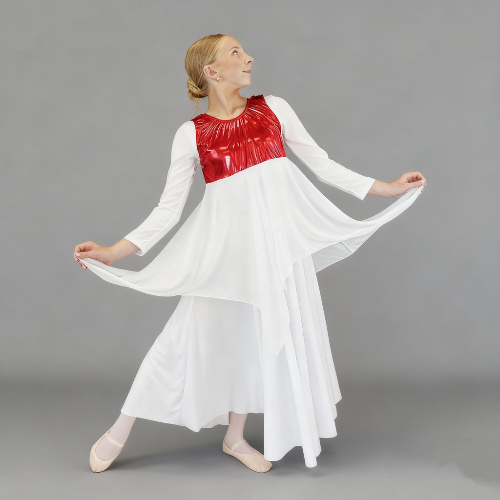 Child Metallic Chest Chiffon Overlay Dance Tunic (dress not included)
