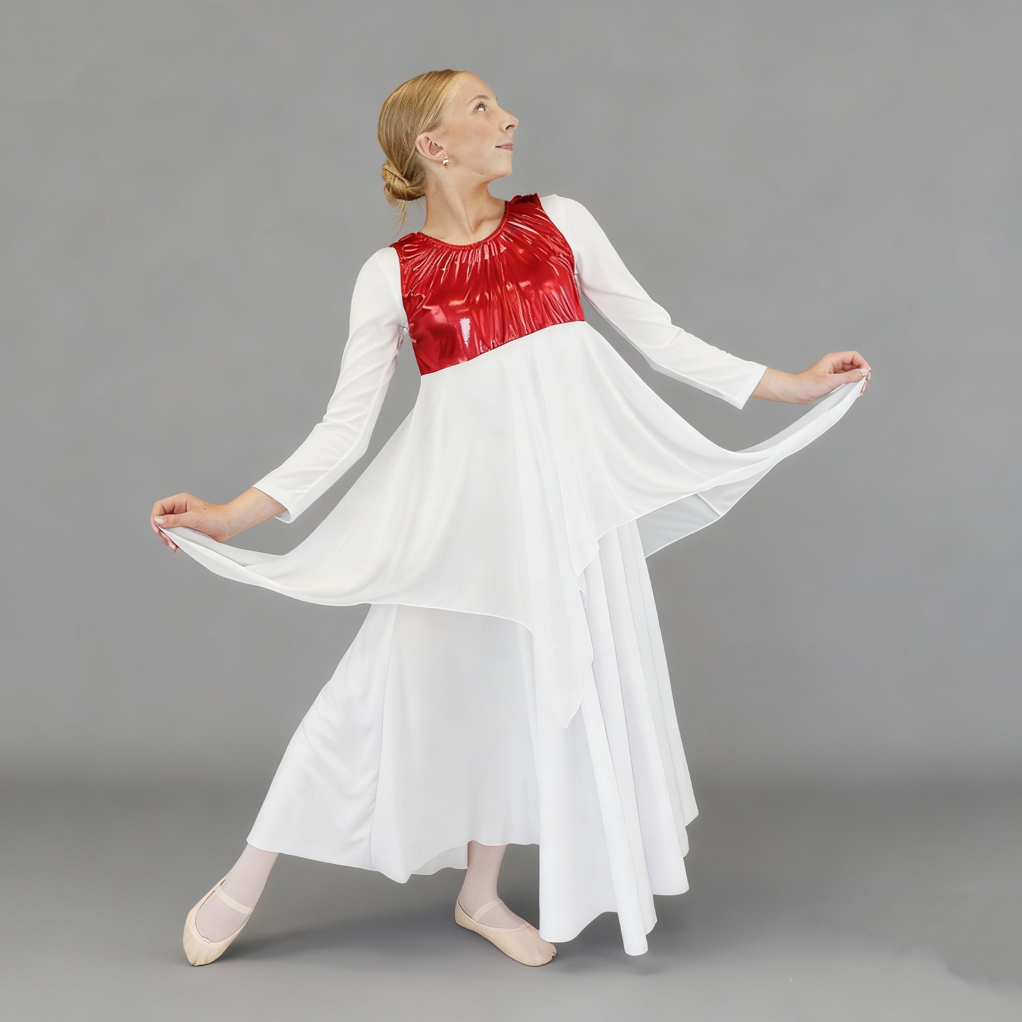 Child Metallic Chest Chiffon Overlay Dance Tunic (dress not included)