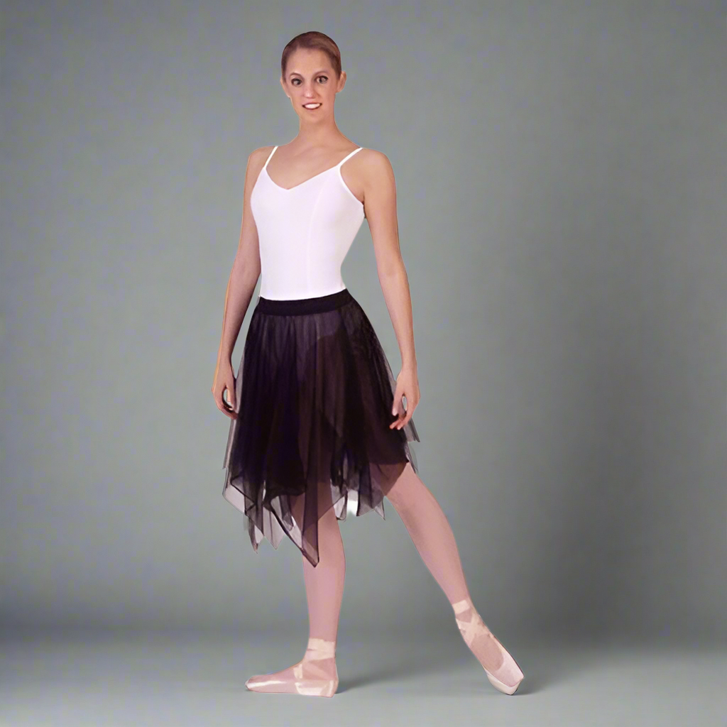Uneven Hem Double Layer Chiffon Skirt Ministry Dance