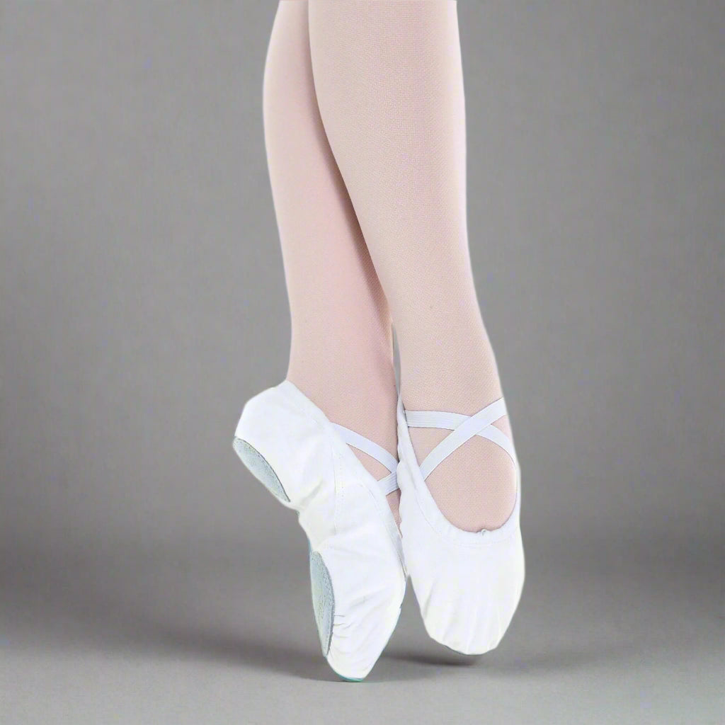 Baiwu Women's Canvas Split Sole Dance Slipper - White