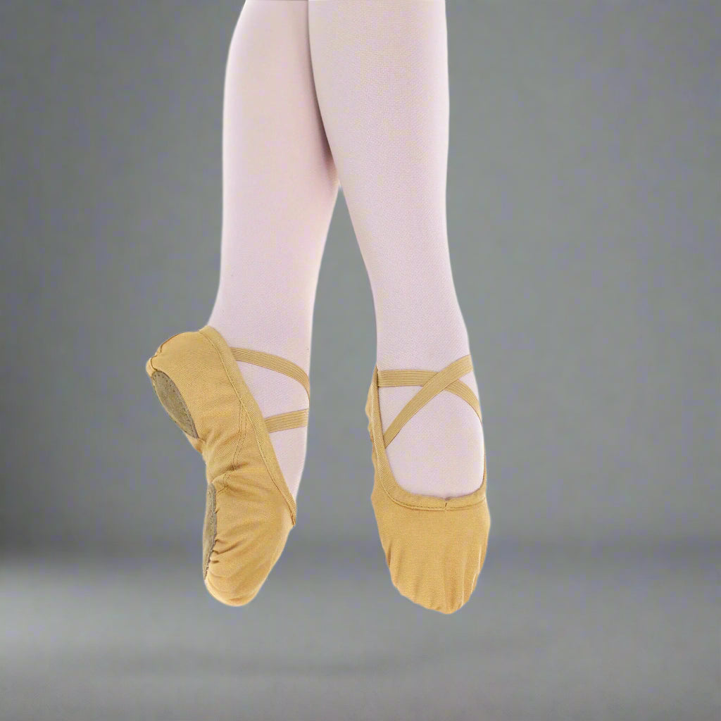 Baiwu Women's Canvas Split Sole Dance Slipper - Tan