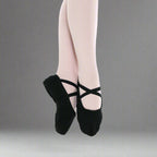 Baiwu Girl's Canvas Split Sole Dance Slipper - Black