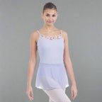 Baiwu Women's V-Back Lace Floral Skirt Leotard - Lilac