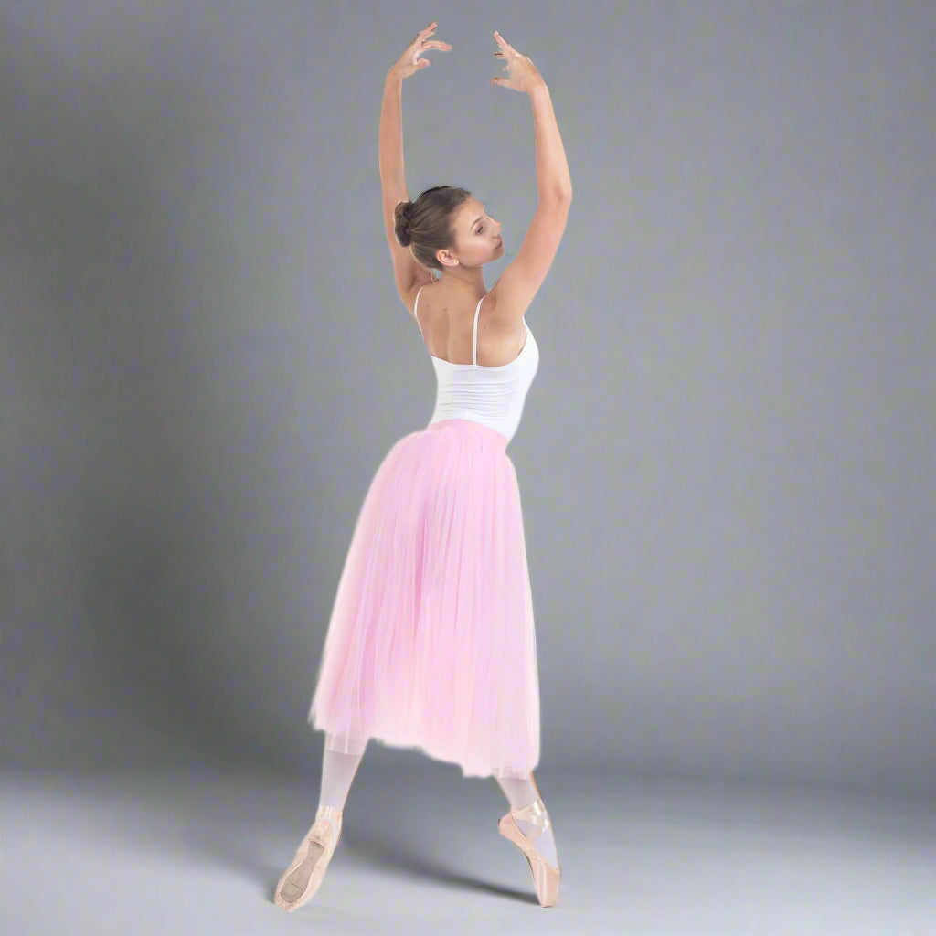 Baiwu Women's Ballet Long Performance Tutu Skirt - Ballet Pink