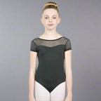 Baiwu Child Cap Sleeve Mesh Up Round Back Leotard