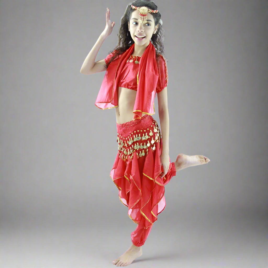 Bollywood Little Lantern 5-Piece Children Belly Dance Costume - Red