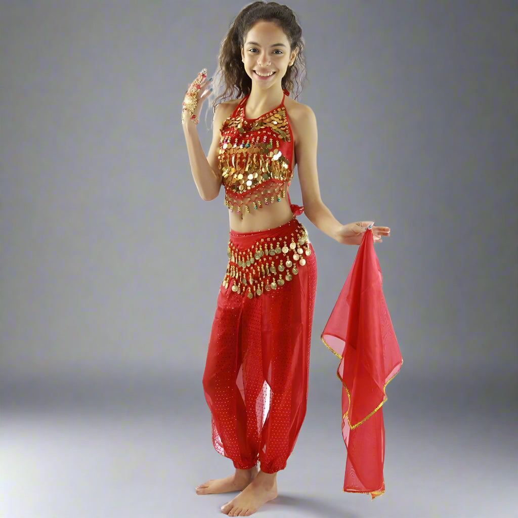 Little chili 5 piece Children Belly Dance Costume - Red