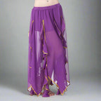 Danzcue Adult Belly Side Split Chiffon Skirt - Deep Purple