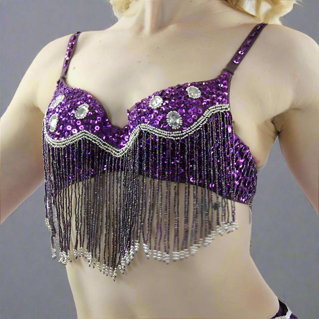 Fashion Six Hanging Diamond Belly Dance Bra