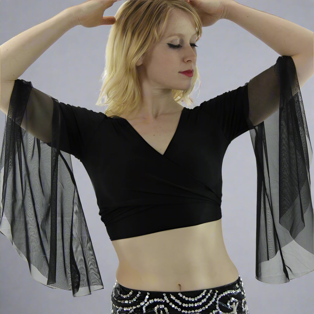 Chiffon Belly Dance Top with Transparent Sleeves