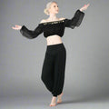 Danzcue Belly Dance Chiffon Long Puff Sleeves Top - Black