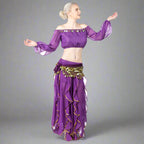 Danzcue Belly Dance Chiffon Long Puff Sleeves Top