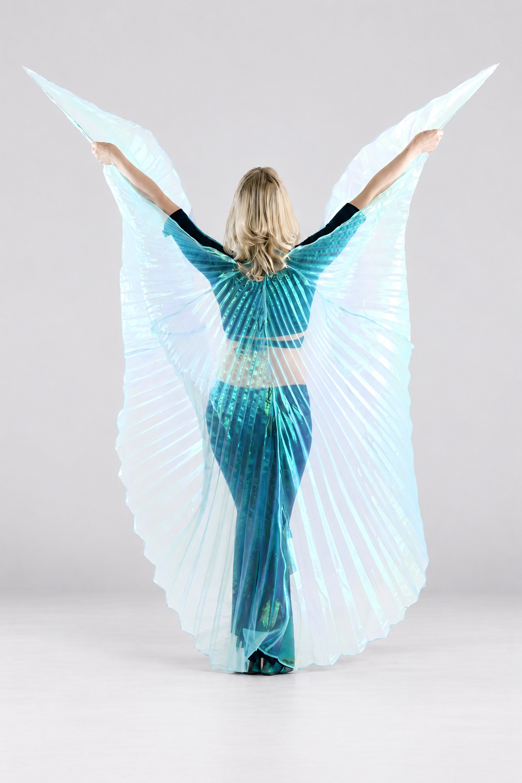 Iridescent Neon Turquoise Worship Angel Wing
