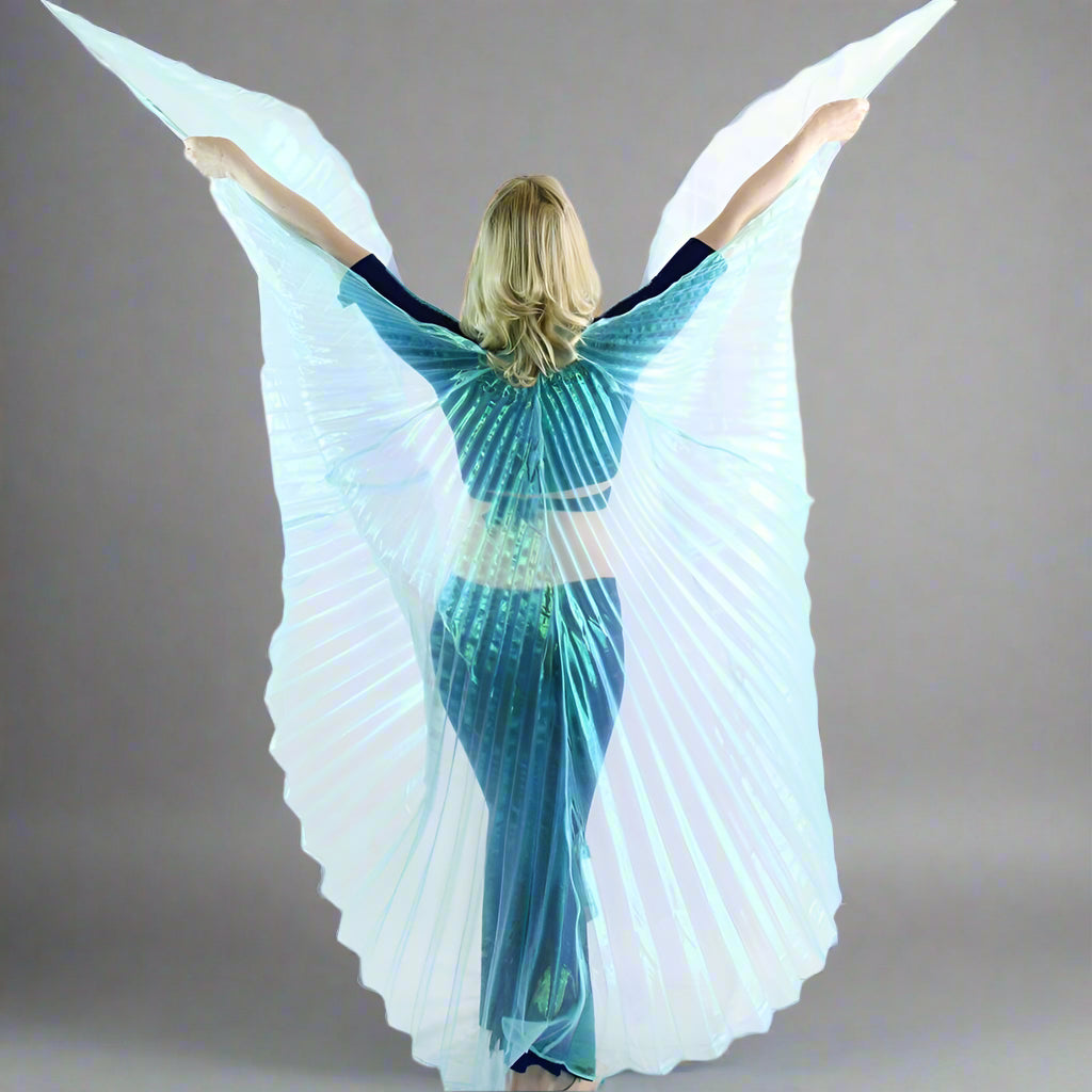 Iridescent Neon Turquoise Worship Angel Wing