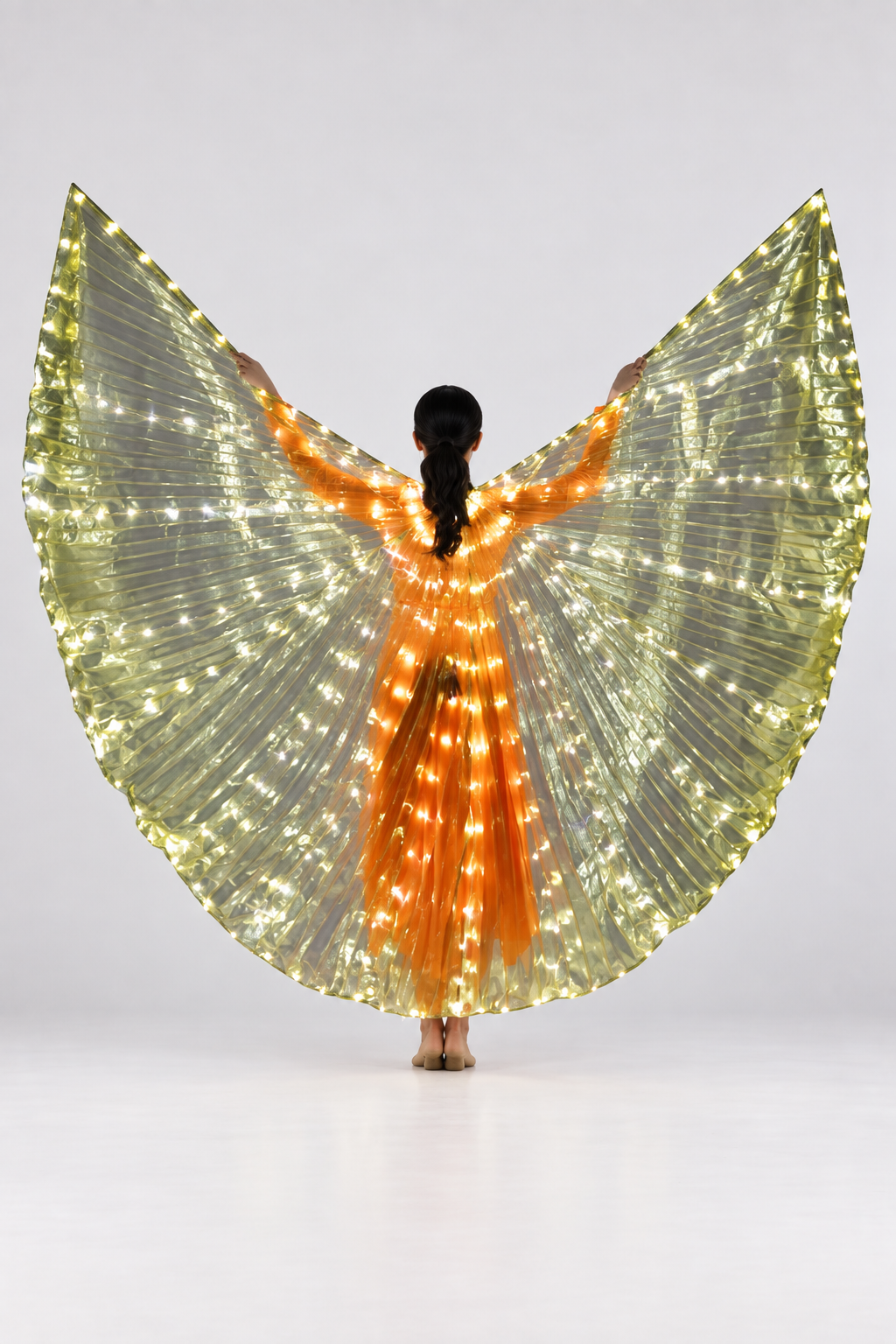 Danzcue Adult Transparent Gold Costume Angel LED Wing