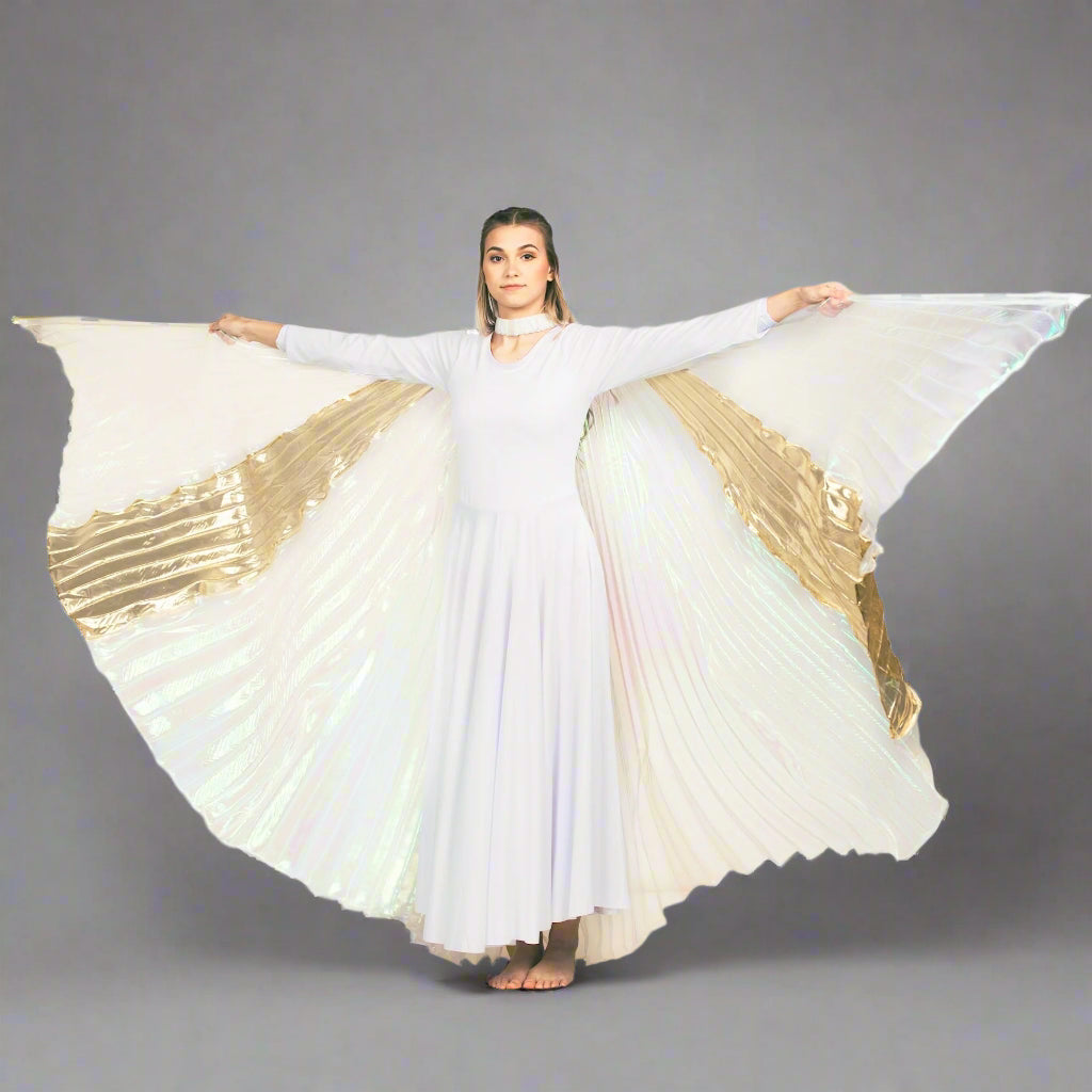 Transparent Gold-White Cross Worship Angel Wing