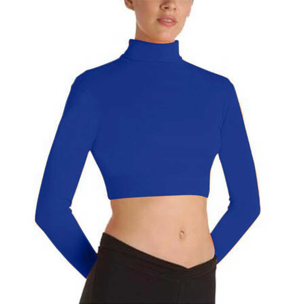 Body Wrappers BWProWear Long Sleeve Turtleneck Midriff Pullover - Purple
