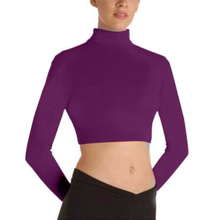 Body Wrappers BWProWear Long Sleeve Turtleneck Midriff Pullover - Wine