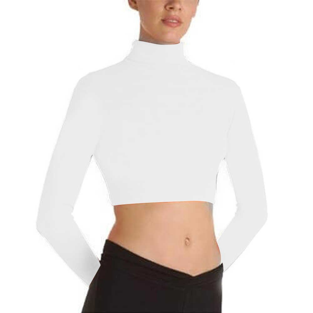Body Wrappers BWProWear Long Sleeve Turtleneck Midriff Pullover - White