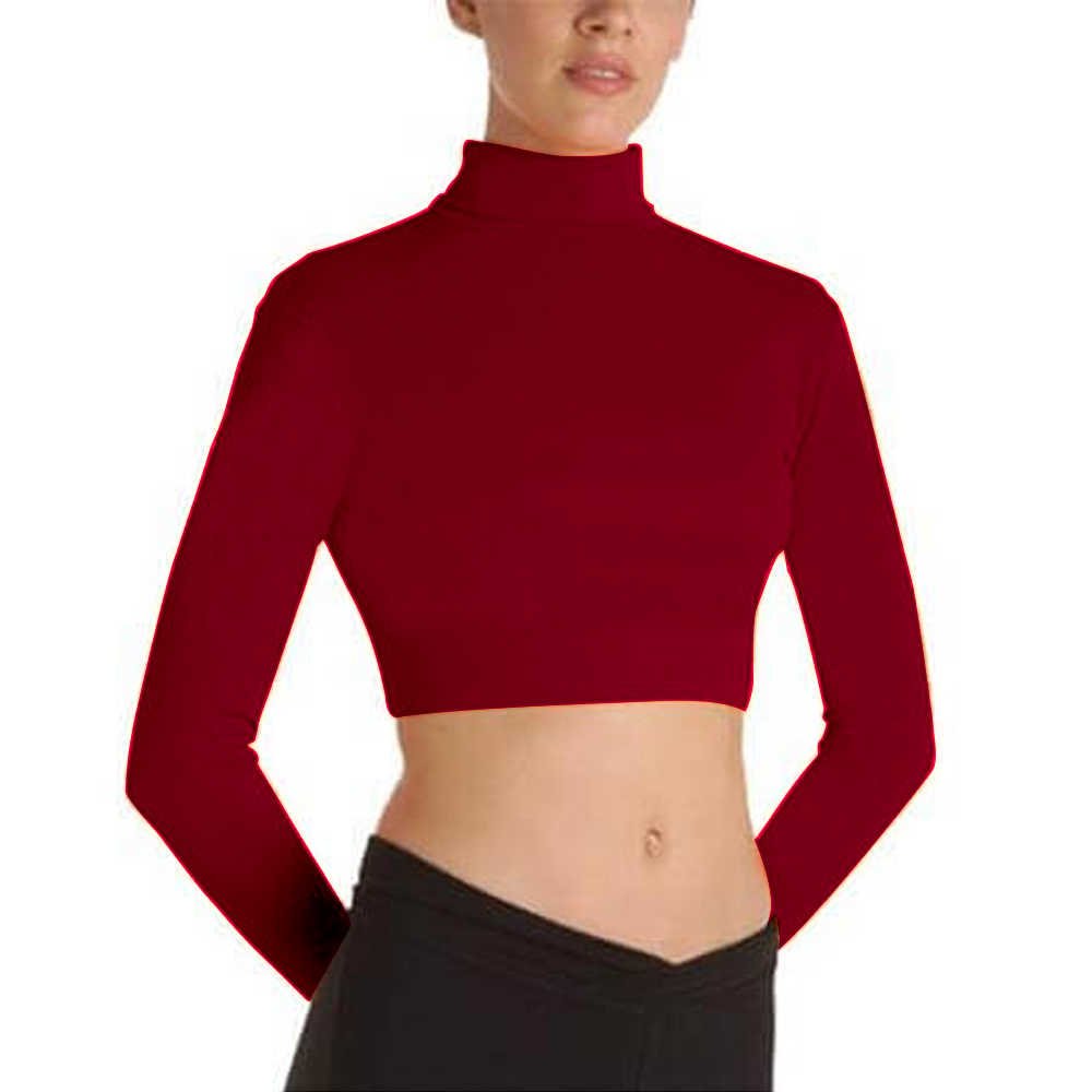 Body Wrappers BWProWear Long Sleeve Turtleneck Midriff Pullover - Cardinal
