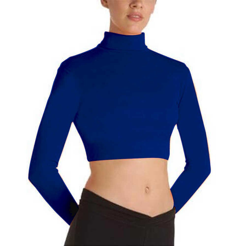 Body Wrappers BWProWear Long Sleeve Turtleneck Midriff Pullover - Navy