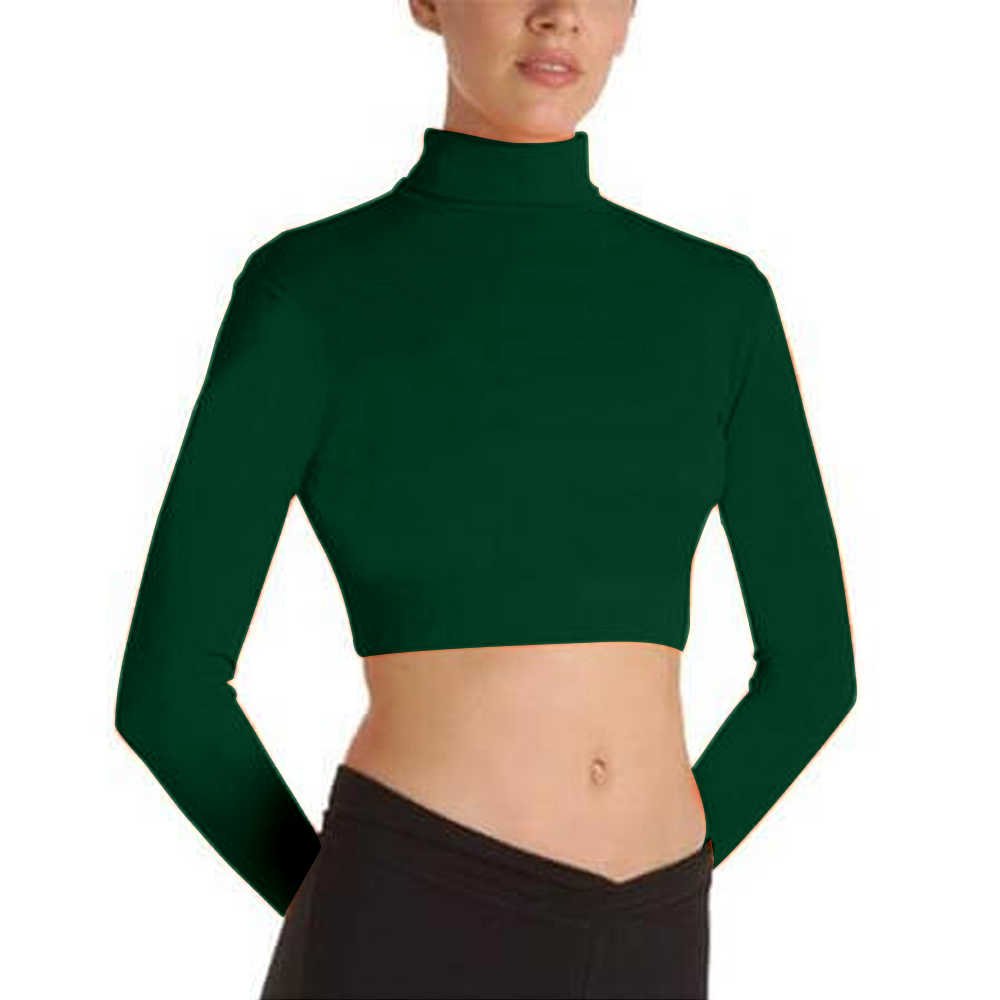 Body Wrappers BWProWear Long Sleeve Turtleneck Midriff Pullover - Forest Green