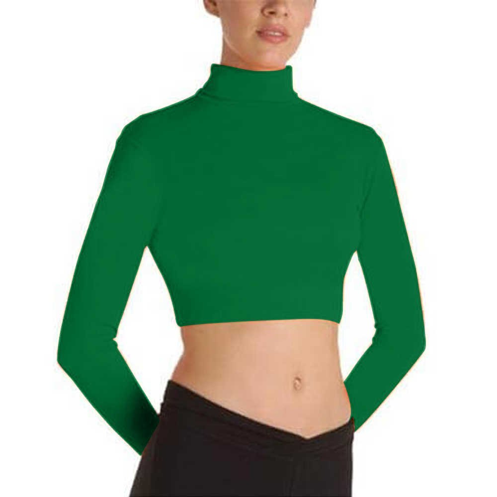 Body Wrappers BWProWear Long Sleeve Turtleneck Midriff Pullover - Kelly