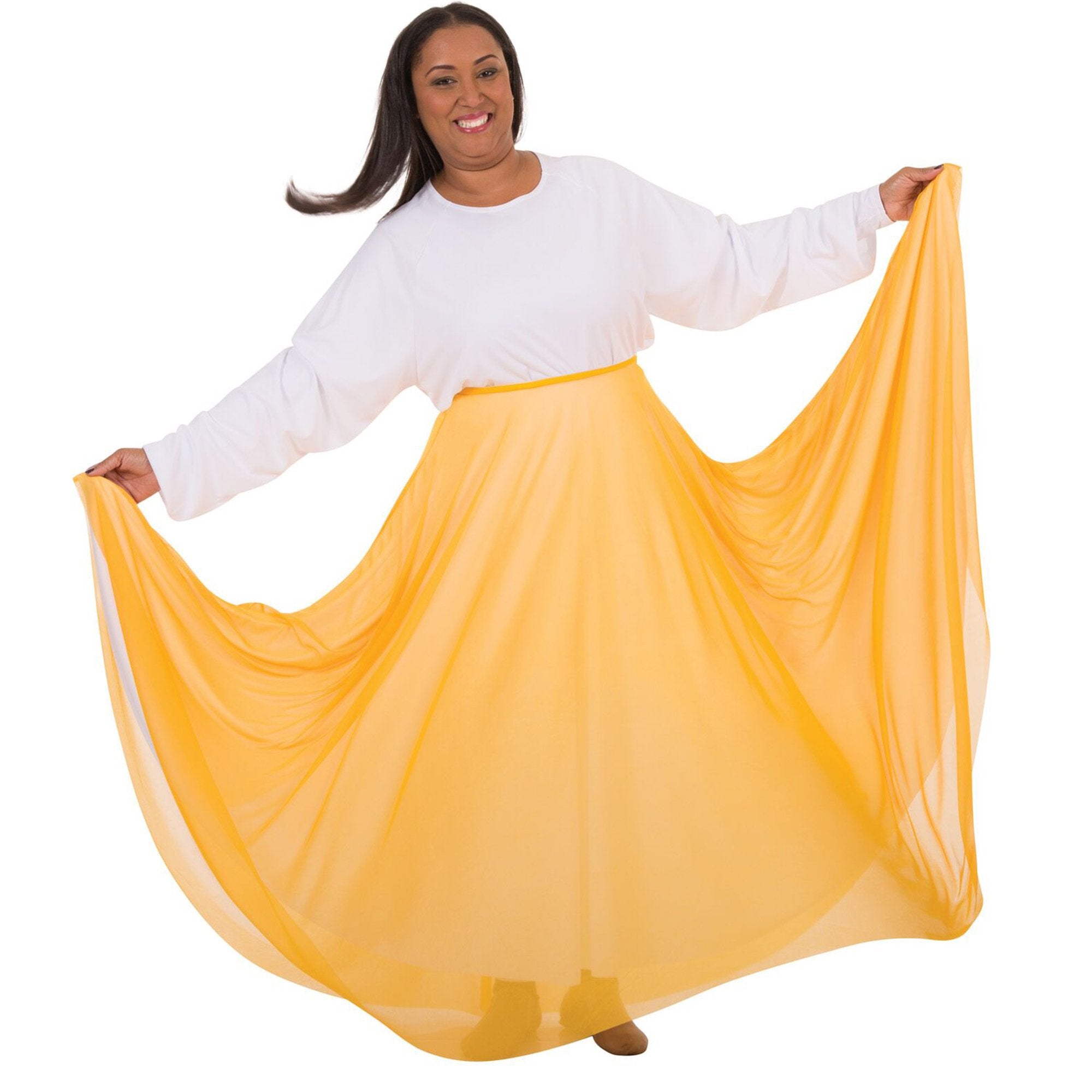Body Wrappers Ministry Dance Long Full Chiffon Skirt - Gold