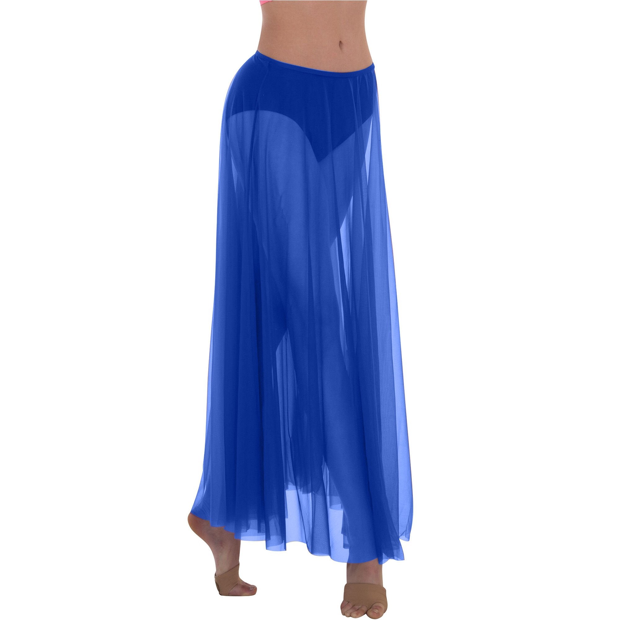Body Wrappers Ministry Dance Long Full Chiffon Skirt - Royal