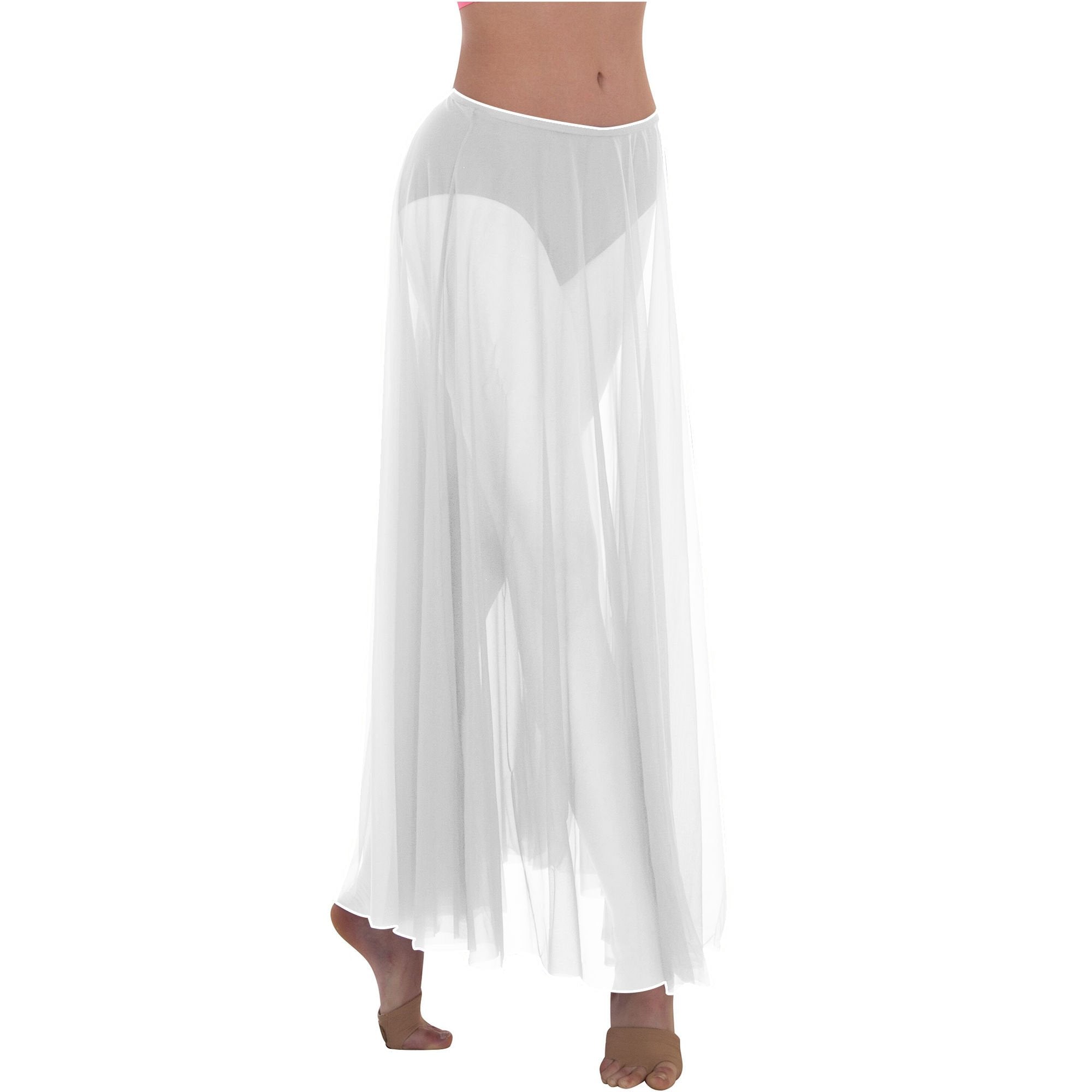 Body Wrappers Ministry Dance Long Full Chiffon Skirt - White