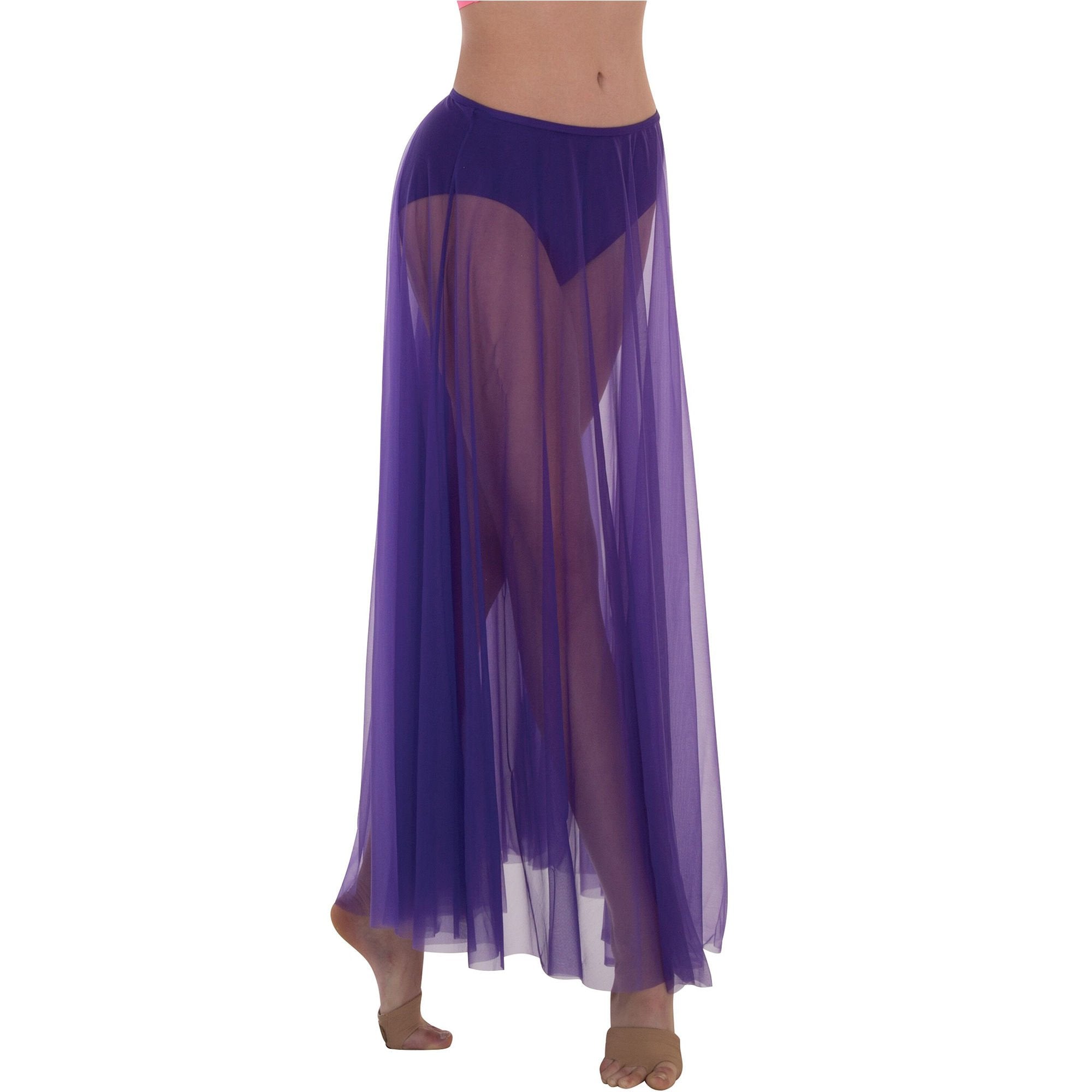 Body Wrappers Ministry Dance Long Full Chiffon Skirt - Deep Purple