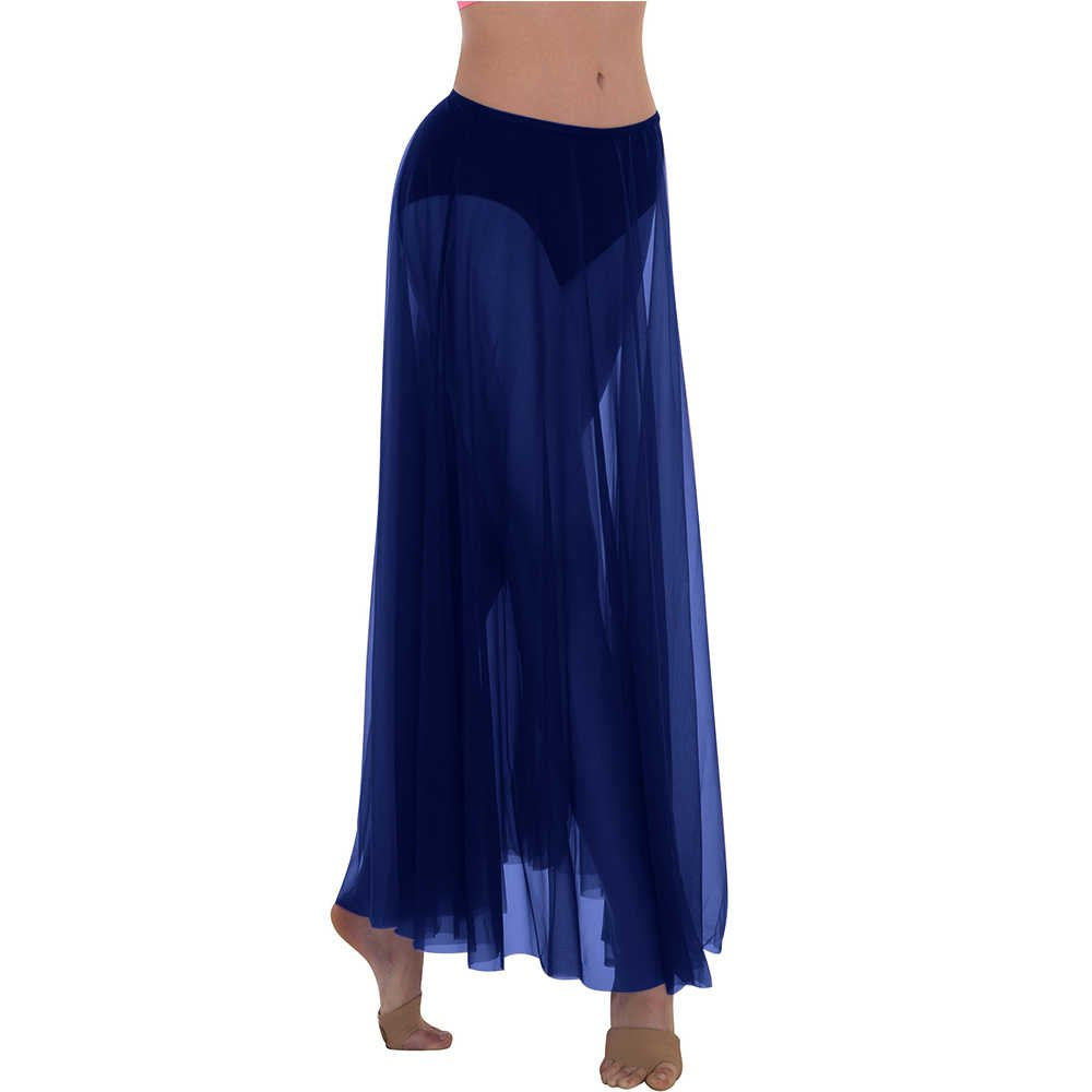 Body Wrappers Ministry Dance Long Full Chiffon Skirt - Navy