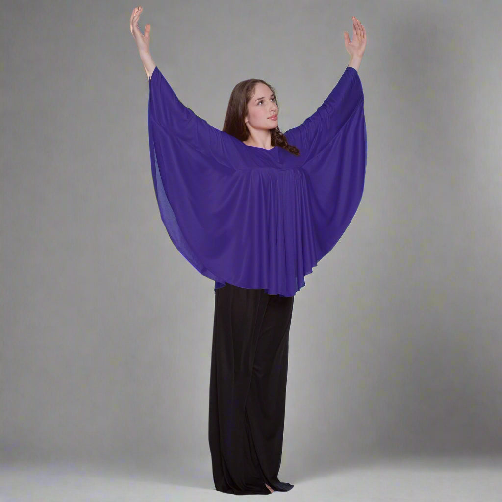 Body Wrappers Liturgical Dance Angel Wing Drapey Pullover - Deep Purple