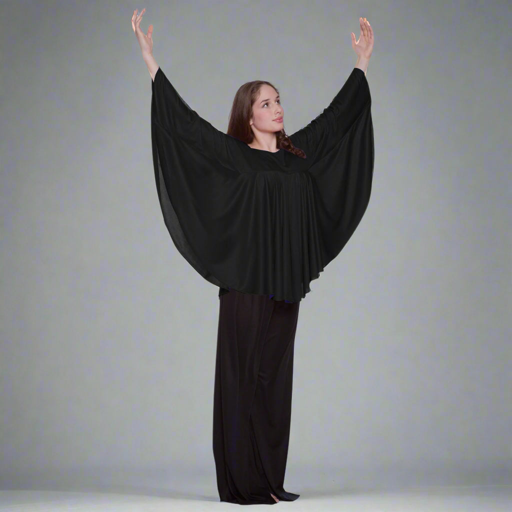 Body Wrappers Liturgical Dance Angel Wing Drapey Pullover - Black