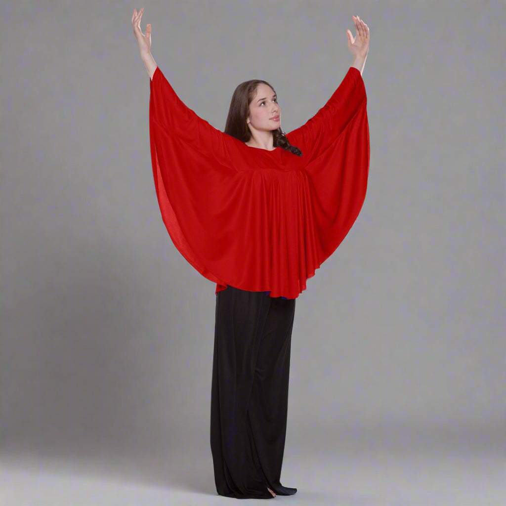 Body Wrappers Liturgical Dance Angel Wing Drapey Pullover - Scarlet