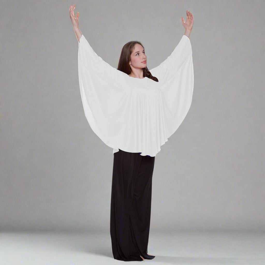 Body Wrappers Liturgical Dance Angel Wing Drapey Pullover - White