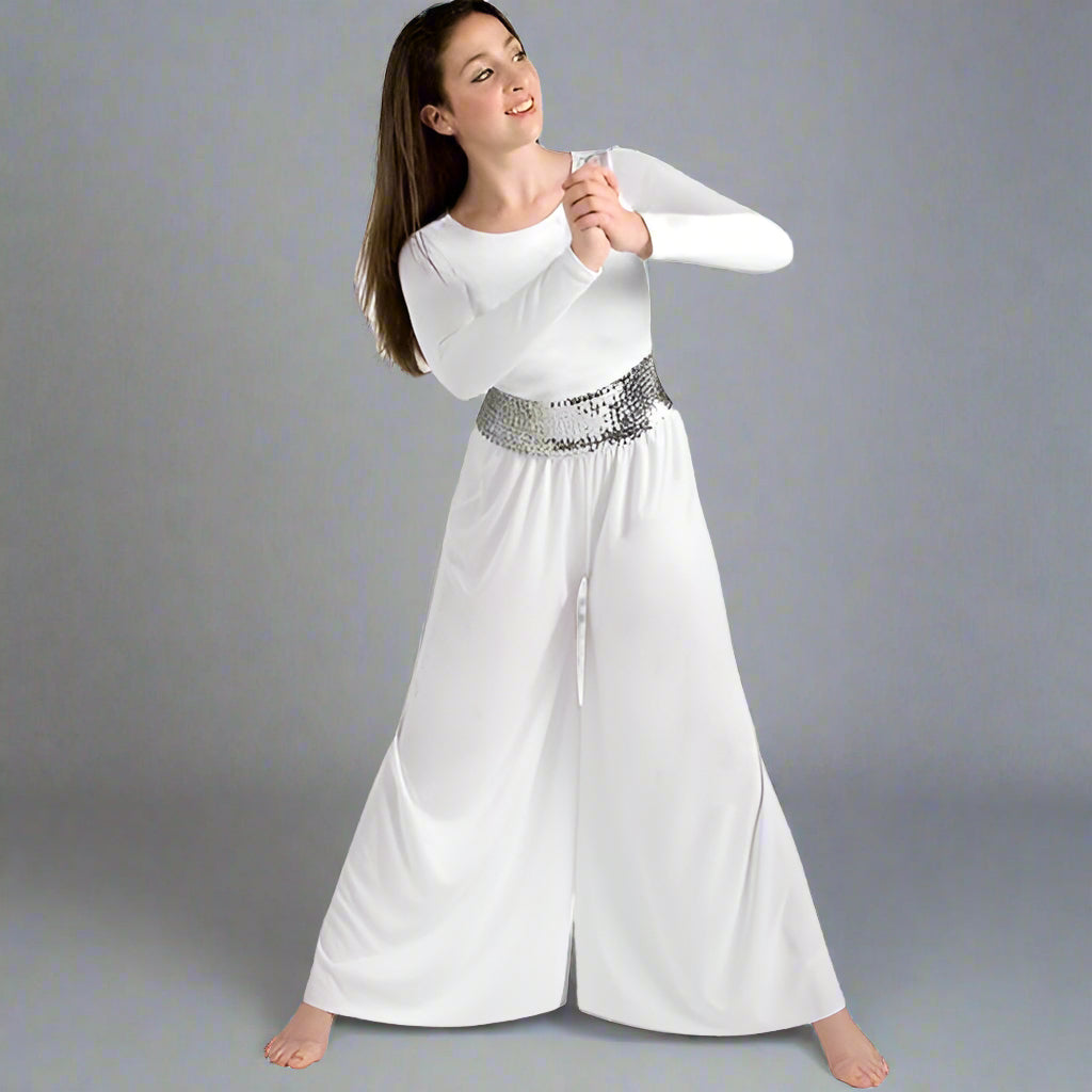 Body Wrappers Liturgical Dance Long Sleeve Crew Neck Jumpsuit