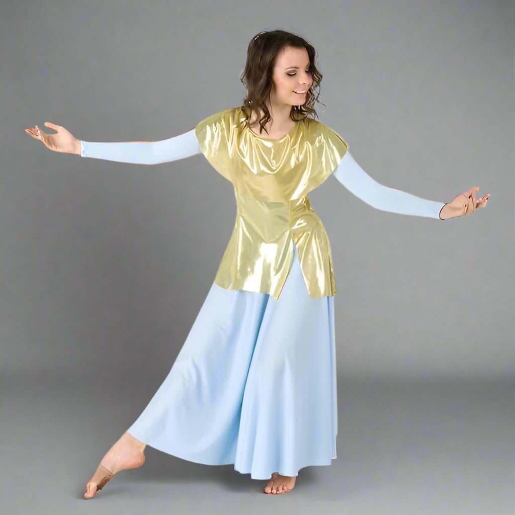 Body Wrappers Praise Dance Metallic Tunic Pullover - Gold