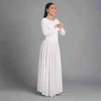 Body Wrappers Praise Full Length Long Sleeve Dance Dress - White