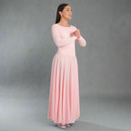 Body Wrappers Praise Full Length Long Sleeve Dance Dress - Light Pink