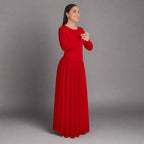 Body Wrappers Praise Full Length Long Sleeve Dance Dress - Scarlet
