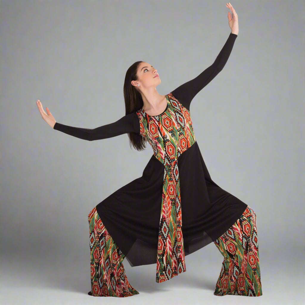Body Wrappers Liturgical Dance Printed Asymmetrical Tunic Pullover
