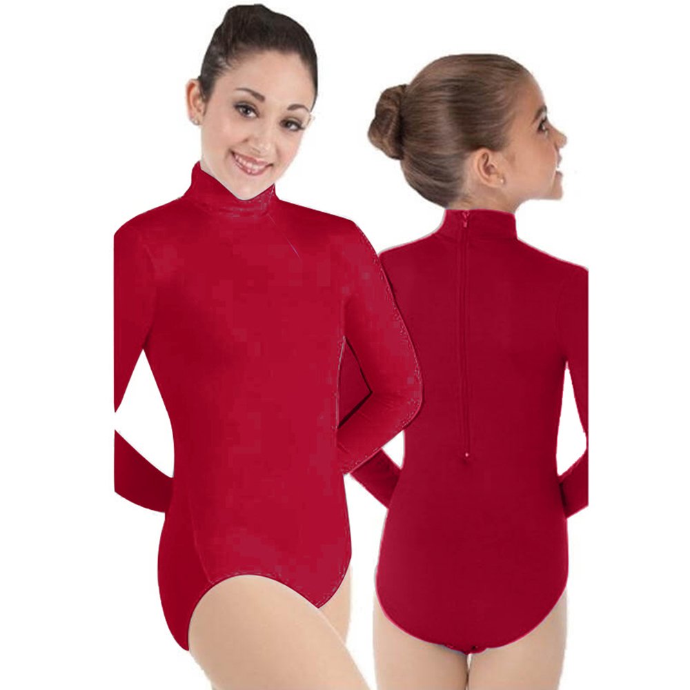 Body Wrappers Child ProWEAR Zip Back Mock Turtleneck Leotard - Scarlet