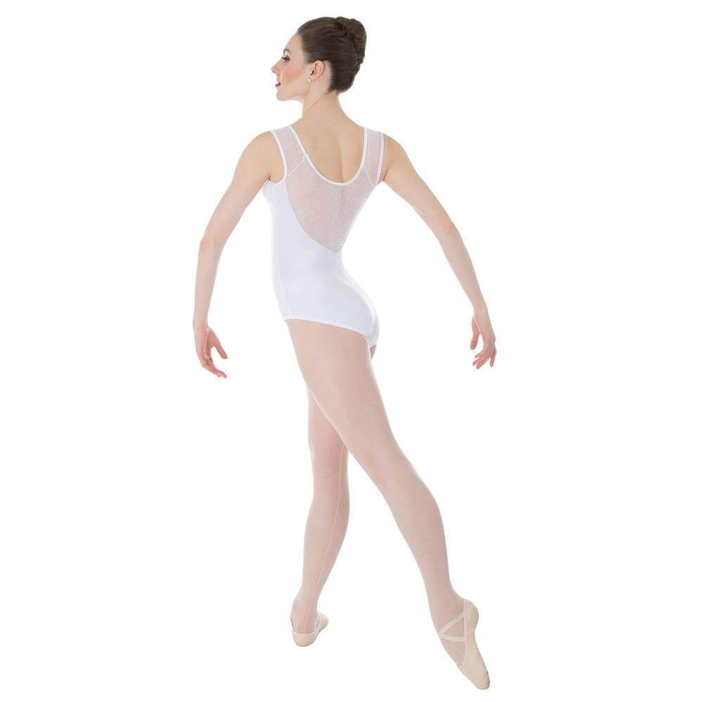Body Wrappers / Tiler Peck Designs Dotted Yoke Leotard - White w/White Dots