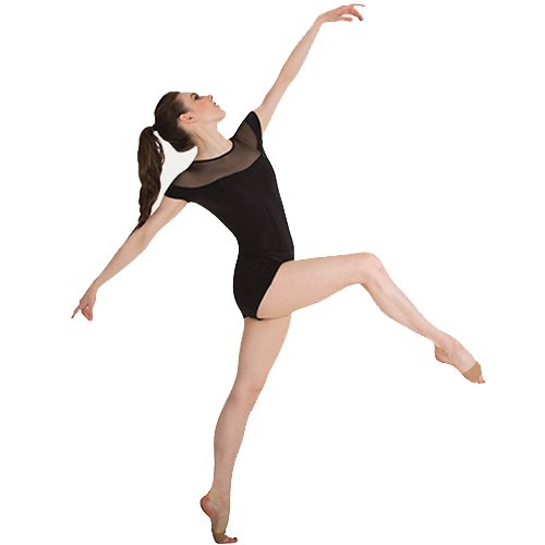 Body Wrappers P1206 Illusion Neckline Boy-Cut Leotard - Black